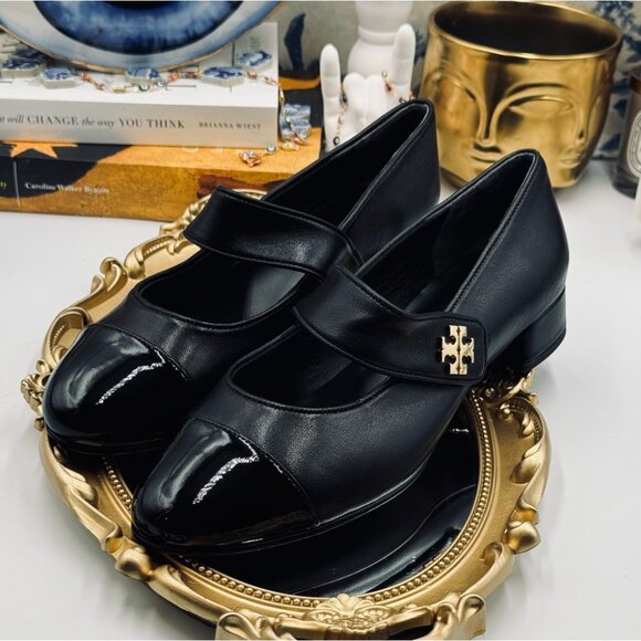 🆕 TORY BURCH 🧿 NWOB Cap-Toe Mary Jane Heeled Ballet Flat, Black, Sz US 7 - Picture 8 of 15